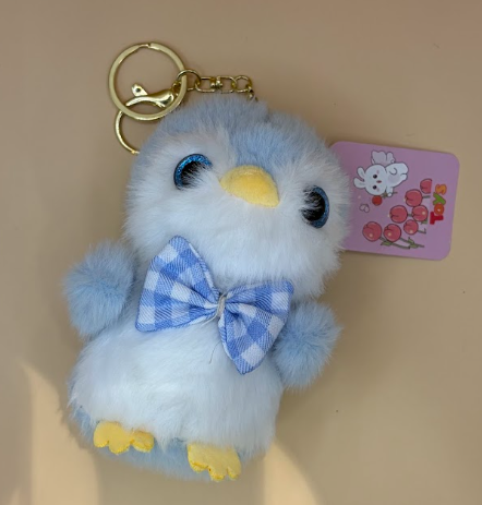 Fluffy Penguin Plush Keychain