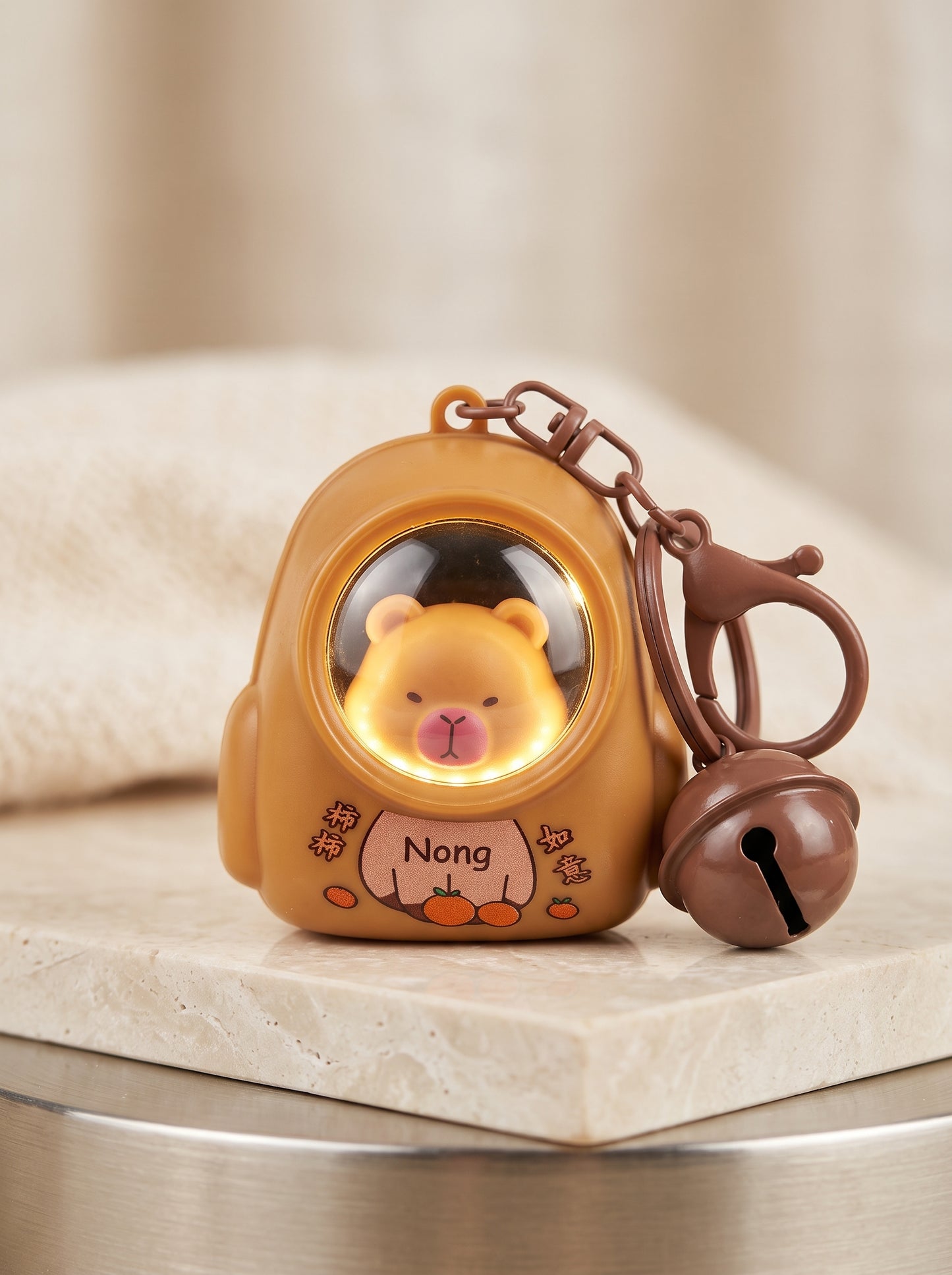 Capybara Glow Bell Keychain