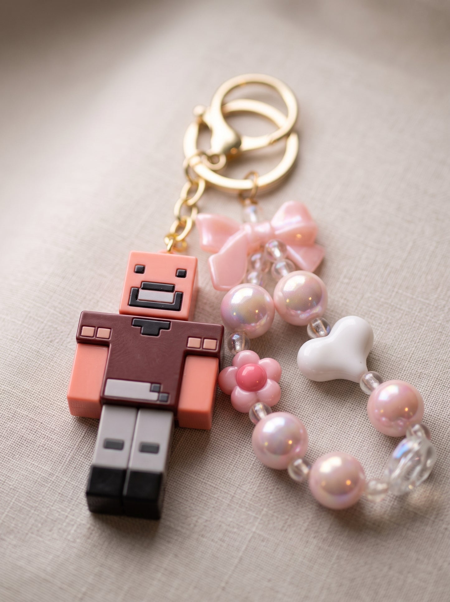 Minecraft Piglin Beaded Keychain