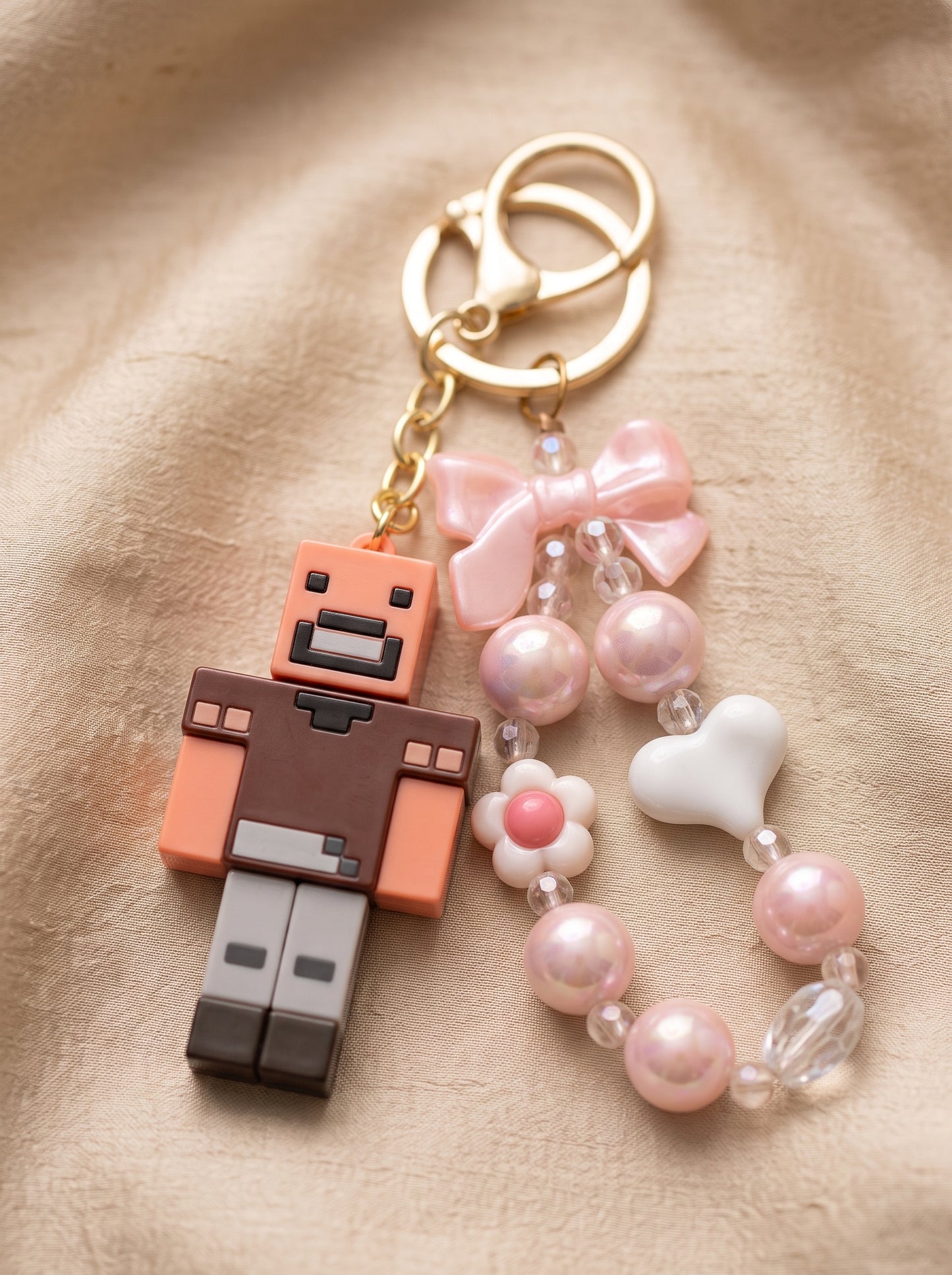 Minecraft Piglin Beaded Keychain