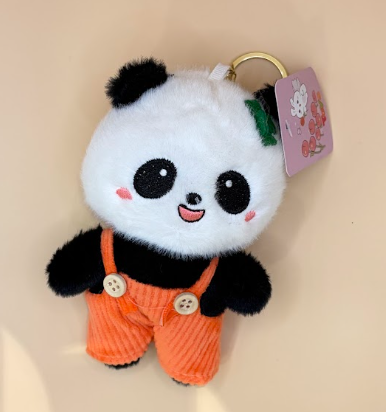 Panda Dungarees Plush Keychain