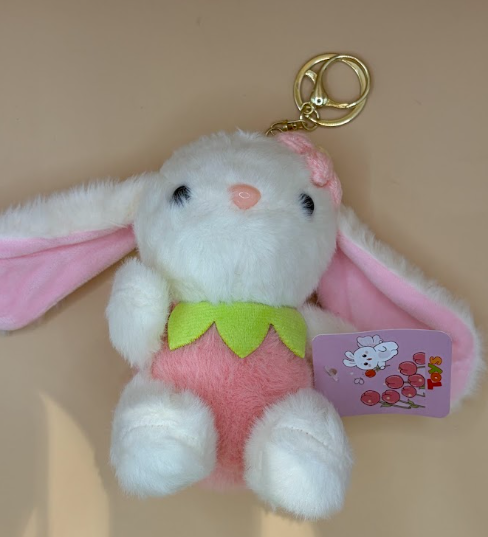 Strawberry Bunny Plush Keychain